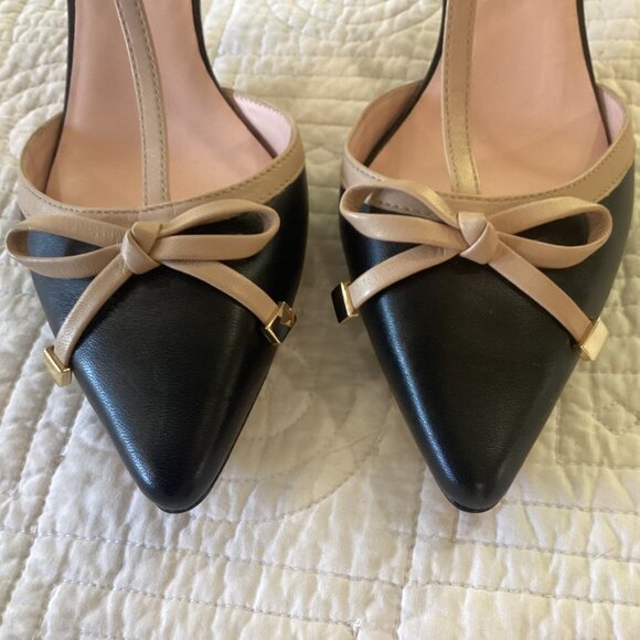 Kate Spade New York Leather Colorblock Pattern T-Strap Pumps Slingback Size 8M - Picture 3 of 11